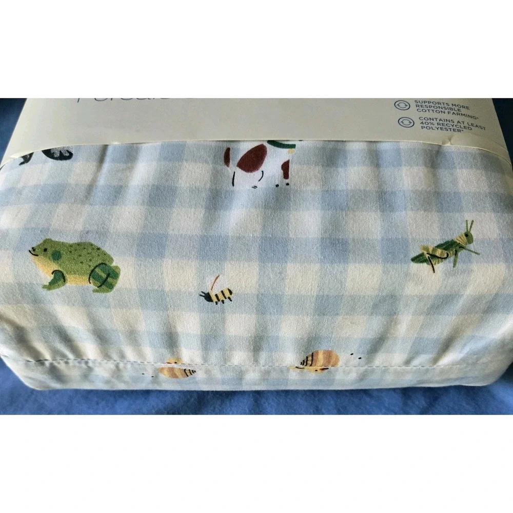 The Big One Kids Easy-care Percale Med Blue Full Sheet Set New Animal Theme‎ 275